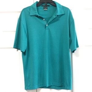 Tiger Woods Collection T-Shirt Blue Textured Golf Polo Size M Medium